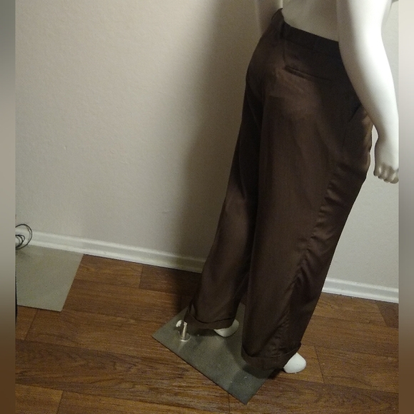 Montique 42 L Brown Mens Polyester Dress Pants - Picture 7 of 9